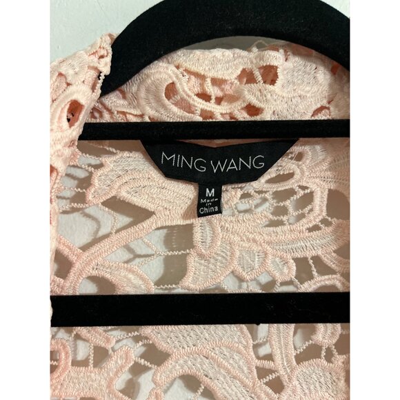 MING WANG Jacket Floral Lace Hook Eye Latch Light Pink size Medium - Picture 6 of 14